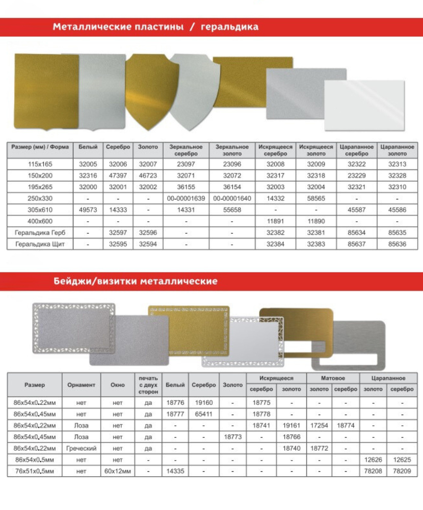 Металлические пластины и бейджи для сублимации
