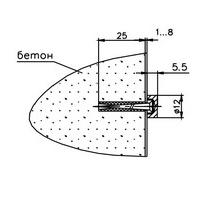 Дистанционный держатель с плоским винтом, D=12 мм; S=1-8 мм