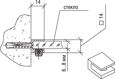 Кронштейн кубический, L=14 мм, H=14, S=6-8 мм