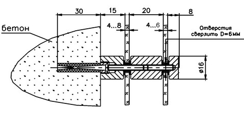 Дистанционный держатель на 2 таблички с плоским винтом