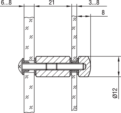 Дистанционный держатель с круглым винтом на основу 6-8 мм