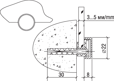 Держатель с плоским винтом, без отверстия в табличке, D=22 мм; S=3-5 мм