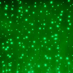Светодиодный занавес (дождь) Infinilite 2.6 x 1.9 м, IP44, постоянного свечения,  475 LED зелёного цвета, на чёрном ПВХ проводе