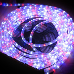 Светодиодный шнур (дюралайт) Infinilite GN фиксинг, d=13 мм, 36 LED/м, IP65, шаг резки 1 м, цвет LED красно-сине-белый