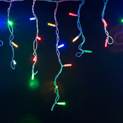 Светодиодная бахрома Infinilite 3 x 0.5 м, IP65, с мерцающим эффектом, цвет LED мультиколор, на белом резиновом проводе