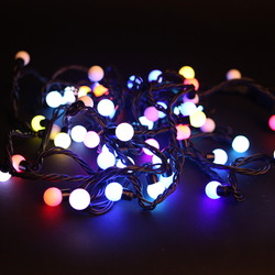 Гирлянда МУЛЬТИШАРИКИ 7 цветов, эффект быстрого переливания цветов, IP44, L=  5м, 50LED, чёрный провод, соединяемая, GN d=18мм