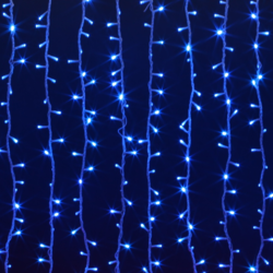 Светодиодный занавес (дождь) Infinilite 2 x 1.9 м, IP44, управляемый, 380 LED синего цвета, на прозрачном ПВХ проводе