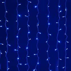 Светодиодный занавес (дождь) Infinilite 2 x 1.9 м, IP44, постоянного свечения, 380 LED синего цвета, на прозрачном ПВХ проводе