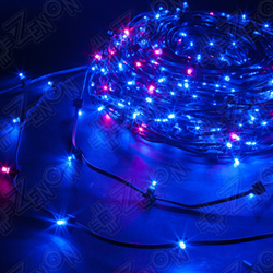 LED клип-лайт син+ф/р мерц.медл.эф. L=100м, шаг 15см, т-зел.пр. BN 12V, дабл:6ой LED 2в1