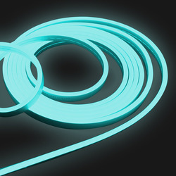 Гибкий неон =12V Т2 циан, IP64 6х12мм 120SMD 2835 10W/м (к. 50м), цв.силик., шаг 8.3мм