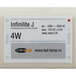 Блок питания     4W IP67 INFINILITE J =12V DC, ток   0.33A, влагозащ., пластик,  52х26х21 мм