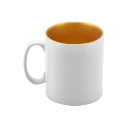 Кружка для сублимации, белая, 330 мл, d=82 мм, золотая внутри