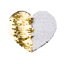 Патч с пайетками для сублимации, самоклеящийся, в форме сердца, золотой / белый, 105 х 120 мм
