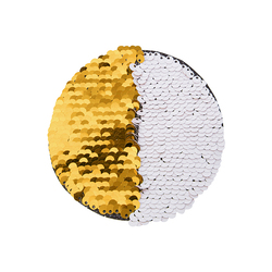 Патч с пайетками для сублимации, самоклеящийся, в форме круга, золотой / белый, d=100 мм