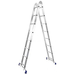 Лестница-стремянка алюминиевая двухсекционная шарнирная профессиональная 2 х 8, Кат.№ Т208