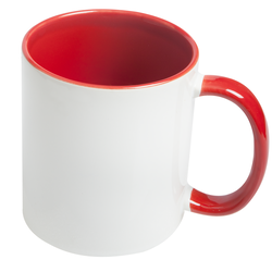 Кружка для сублимации, белая, 330 мл, d=82 мм, красная внутри, красная ручка