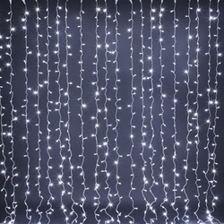 Занавес бел. хол. пост.свеч. h=1.9м L=2.0м IP44 проз.ПВХ пр. 20струн х 19LED соедин.GN
