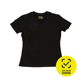 ЧЗ Футболка TEXTILLER, женская, черная, V-образный ворот, 100% хлопок, 160 г/м², L (48)