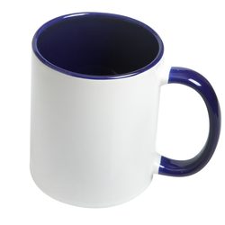 Кружка для сублимации, белая, 330 мл, d=82 мм, синяя внутри, синяя ручка