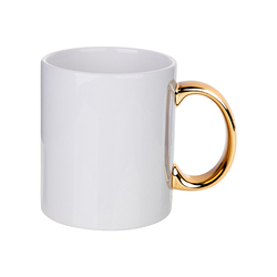 Кружка для сублимации, белая, 330 мл, d=82 мм, золотая ручка