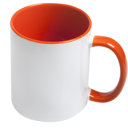 Кружка для сублимации, белая, 330 мл, d=82 мм, оранжевая внутри, оранжевая ручка