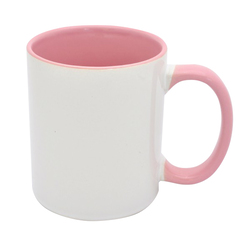 Кружка для сублимации, белая, 330 мл, d=82 мм, розовая внутри, розовая ручка