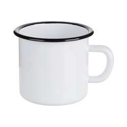 Кружка для сублимации, эмалированная, белая, черный ободок, 360 мл, h=80 мм, d=80 мм