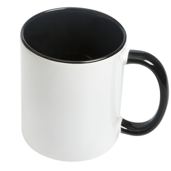 Кружка для сублимации, белая, 330 мл, d=82 мм, чёрная внутри, черная ручка