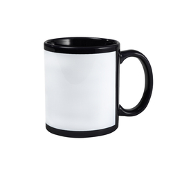 Кружка для сублимации, 330 мл, d=82 мм, чёрная, белое поле для печати