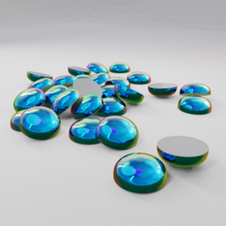 Термостразы CABOCHON,полусфера,стекло,SS16 (4 мм),№17 Capri Blue AB (морская волна, переливающийся),1 гросс