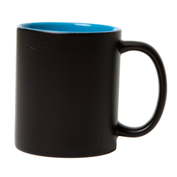 Кружка для сублимации, хамелеон, черная матовая, голубая внутри, 330 мл, d=82 мм