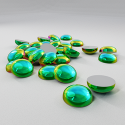 Термостразы CABOCHON, полусфера, стекло, SS16 (4 мм), №07 Green AB (зеленый, переливающийся), 1 гросс