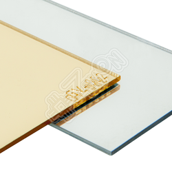 Акриловое стекло зеркальное ZENOCRYL Mirror, экструзионное, толщина 1 мм,  золото, 1220 х 2440 мм, клеевой слой
