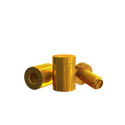 Дистанционный держатель STAKE 1821 с плоским винтом, диаметр 18 мм, высота 21 мм. Сталь. Золото