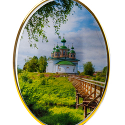 Магнит акриловый самозакатный, овальный (86 x 62 мм), вставка 82 x 58 мм, с позолотой, заготовка