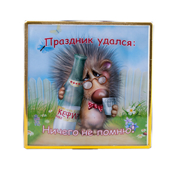 Магнит акриловый самозакатный, квадратный (100 x 100 мм), вставка 90 x 90 мм, с позолотой, заготовка