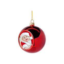 Елочный шар для сублимации d=80 мм, пластиковый, с алюминиевой вставкой d=50 мм, красный