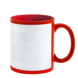 Кружка для сублимации, 330 мл, d=82 мм, красная, белое поле для печати