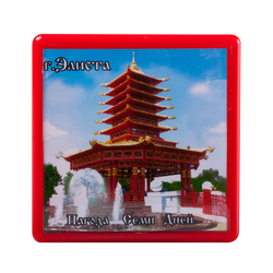 Магнит акриловый самозакатный, квадратный (65 x 65 мм), вставка 58 x 58 мм, красный, заготовка