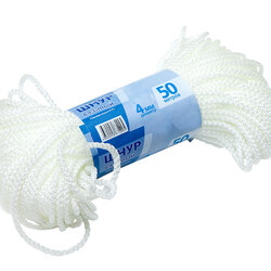 Шнур синтетический вязаный, белый, d=4/5 мм, L=50 м