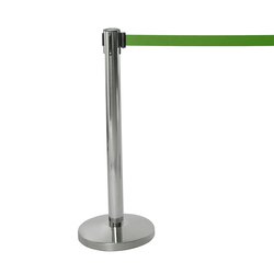 Стойка-ограждение JUST тип А, серебро, h=1 м, длина ленты 2 м, цвет ленты зелёный