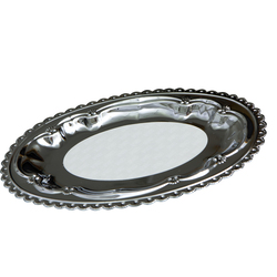 Тарелка для сублимации, металлическая, фигурная окантовка, с наклейкой для вставки, овальная, 245 x 170 мм