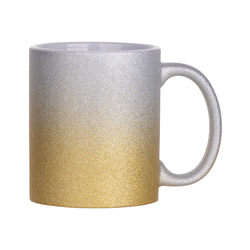 Кружка для сублимации, 330 мл, d=82 мм, глиттер, градиент серебро / золото