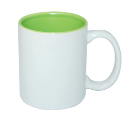 Кружка для сублимации, белая, 330 мл, d=82 мм, салатовая внутри