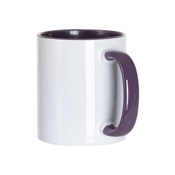 Кружка для сублимации, белая, 330 мл, d=82 мм, фиолетовый внутри, фиолетовая ручка