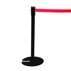 Стойка-ограждение JUST тип Е, чёрная, h=1 м, длина ленты 2 м, цвет ленты красный