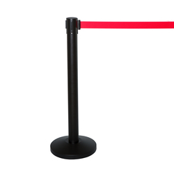 Стойка-ограждение JUST тип А, чёрная, h=1 м, длина ленты 2 м, цвет ленты красный