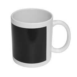 Кружка для сублимации, хамелеон, белая с черным квадратным полем для печати, 330 мл, d=82 мм