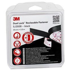 Застёжка 3M SJ355B, на VHB клеевой основе, (грибок/грибок), 25.4 мм x 2.5 м, чёрный, в блистере