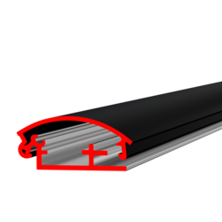 Профиль алюминиевый ALU-POSTER 25Ek, овальный, чёрный матовый, паз 2 мм, длина 3 м